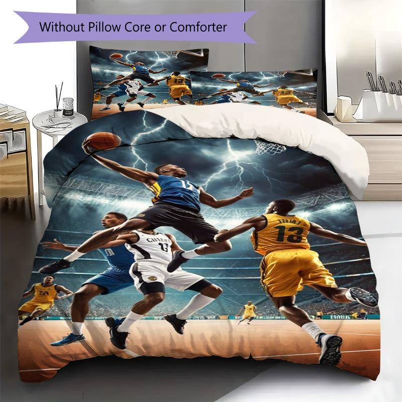 Lightning Basketball Game Stadium Print 3‑Pieces Duvet Cover Set Sport Theme Bedding Bedroom Home Decor Without Pillow Core Comforter