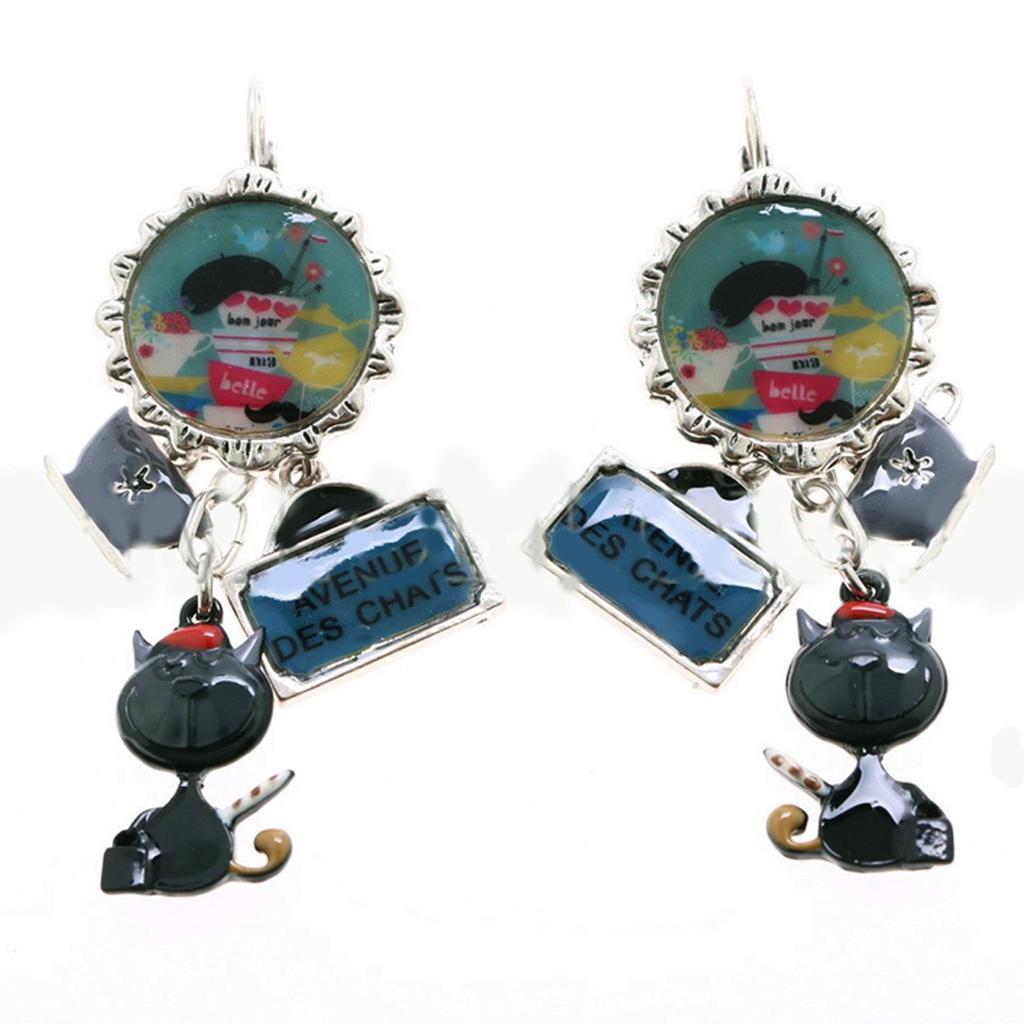 Les Trésors De Lily [R6174] - Designer Sleepers 'Lilipoupettes' (cats) Gray Green - 55x20 Mm