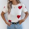 Women's Casual Fashion Contrasting Short Sleeved Knitted Shirt Top Knitted Shirt Top
