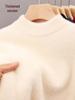 Woodpecker Men's Fleece-Lined Mink Cashmere Sweater, Semi-High Neck, Autumn/Winter Warm Top for Middle-Aged Dad