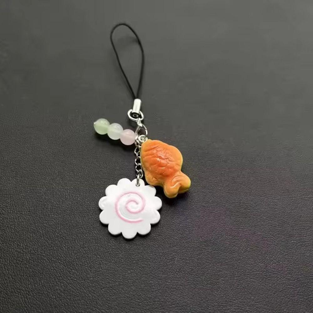 Japanese Fish Cake Keychain Pink Squid Roll Dango Phone Charm Food Taiyaki Pendant  Friends Gift