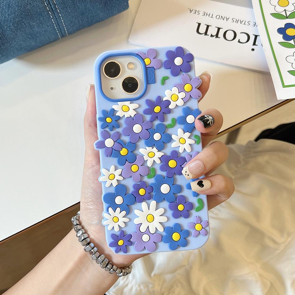 INS Korean Daisy Flower Soft Silicone Luxury Phone Case for IPhone 16 15 13 14 12 Pro Max 14 Plus Fashion Cute Floral Back Cover