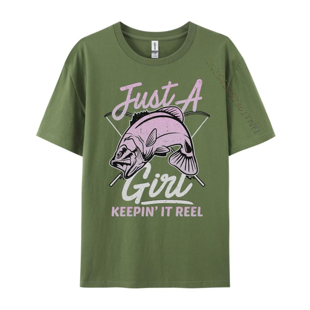 Cute Fishing Keeping It Reel Purple Pink Graphic Tee Shirt Cotton Comfort Streetwear