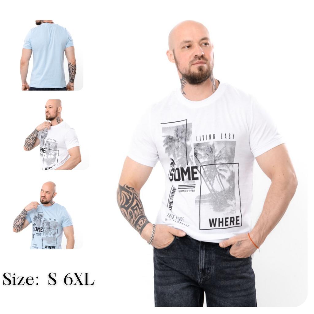Men's Graphic T-Shirt Featuring Something Somewhere Print, Summer 8061-001-33-2 HC