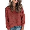 Women's Long Sleeve Lightweight Loose Casual Hollow Out Sweaters Solid Color Pullover Jumper Tops