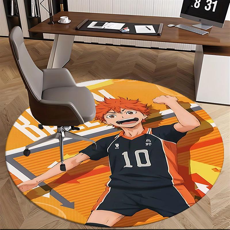 1 шт. Ковер Haikyuu Karasuno Хината Сёё №10 Круглый - Коврик под офисное кресло, Нескользящий коврик для декора дома, Подарок, Подходит для офиса, гостиной