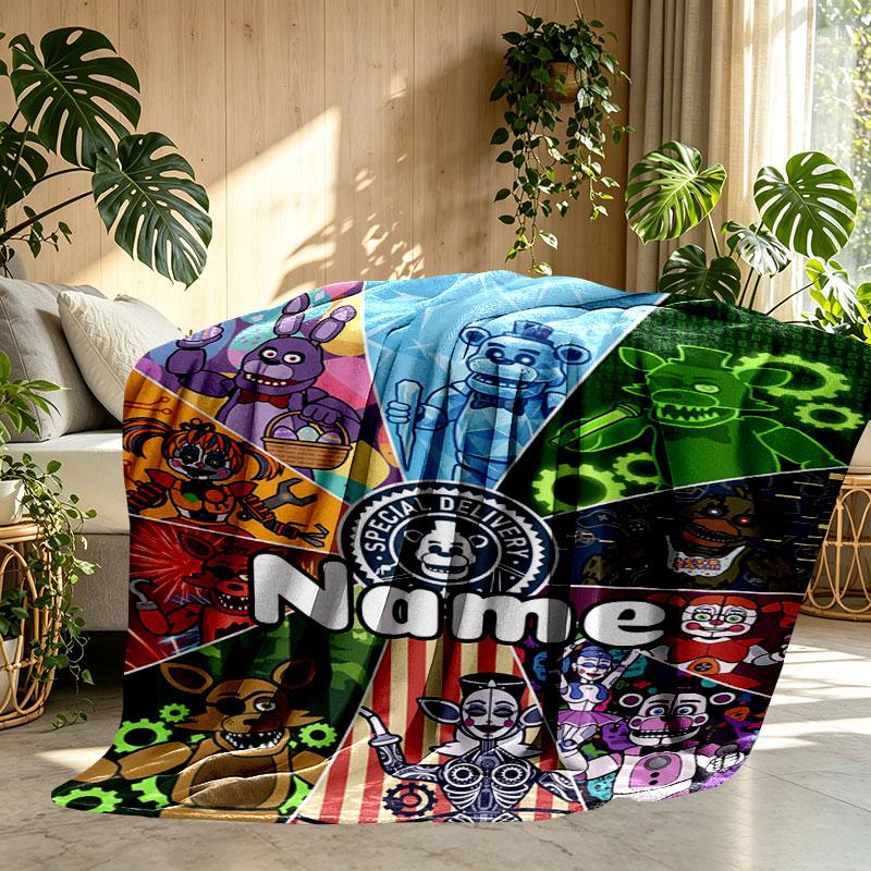 Custom Name Personalized Five Nights at Freddy's Print Blanket, Home Decor, Bedroom, Sofa, Camping, Couch, Gifts for Birthday Christmas