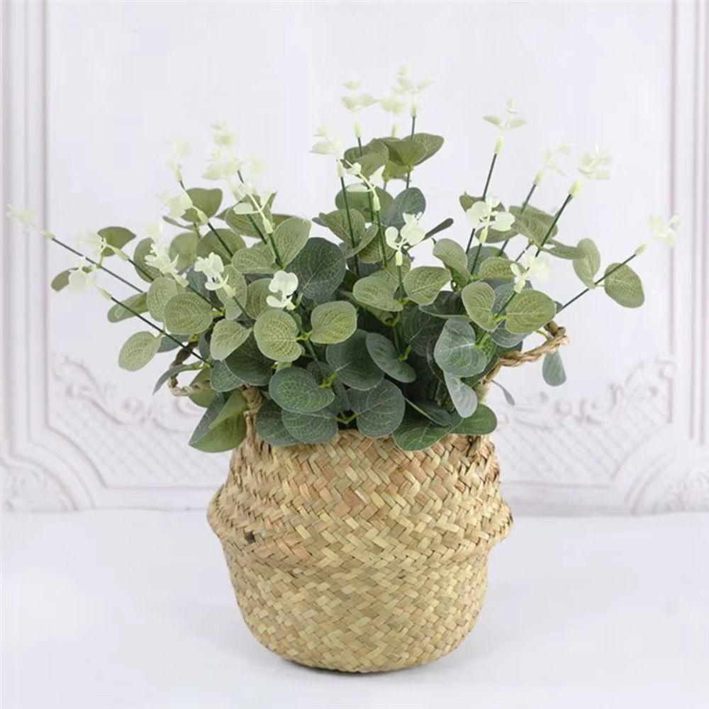 20Pcs Decoration Artificial Eucalyptus Leaves Bendable Silk Eucalyptus Leaf Bridal Bouquet