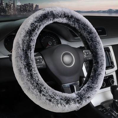 1 шт. Зимний чехол на руль автомобиля, короткий плюш, мягкий, теплый, чехол на ручку автомобиля, имитация кроличьей шерсти, износостойкий чехол на ручку