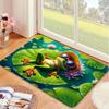 Cute Green Frog Welcome Carpet Front Door Mat Cartoon Animal Dragonfly Pattern Entry Rug for Indoor Outdoor Entrance Home Decor