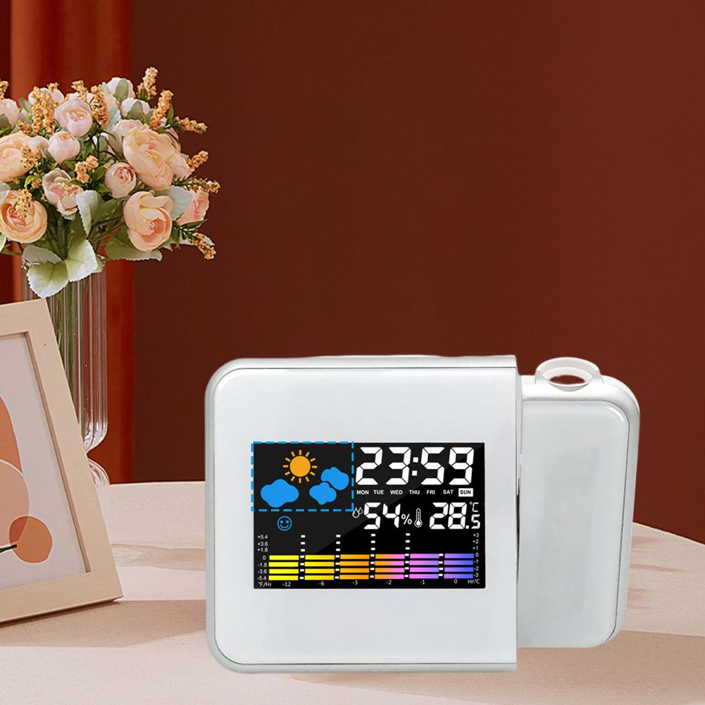 Smart Alarm Clock with Night Backlight Desk Table Thermometer Hygrometer Projection Clock for Home Living Room Bedroom