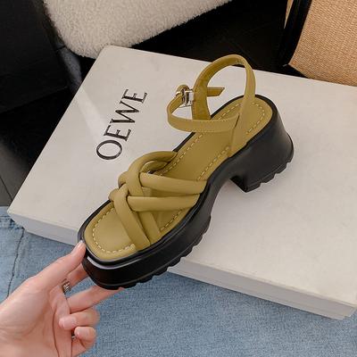 Новый ремешок крест удобные толстый каблук платформа сандалии универсальный летний тренд уличные сандалии женские