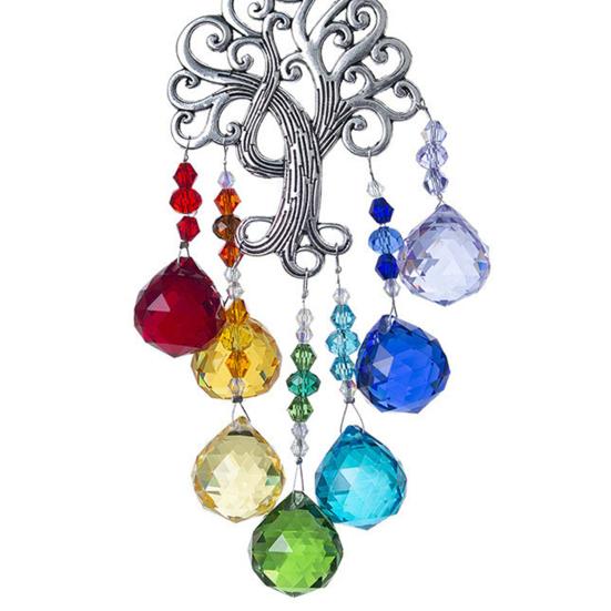Дерево Жизни Искусственный Кристалл Ловец Солнечного Света Украшение В помещении На улице Дерево из Натурального Камня Подвеска для Окна Орнамент Создатель Радуги