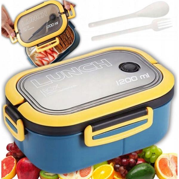 Ecarla Lunch Box Śniadaniówka Ze Sztućcami 21X14,5X8Cm Granat Pjm44Gran