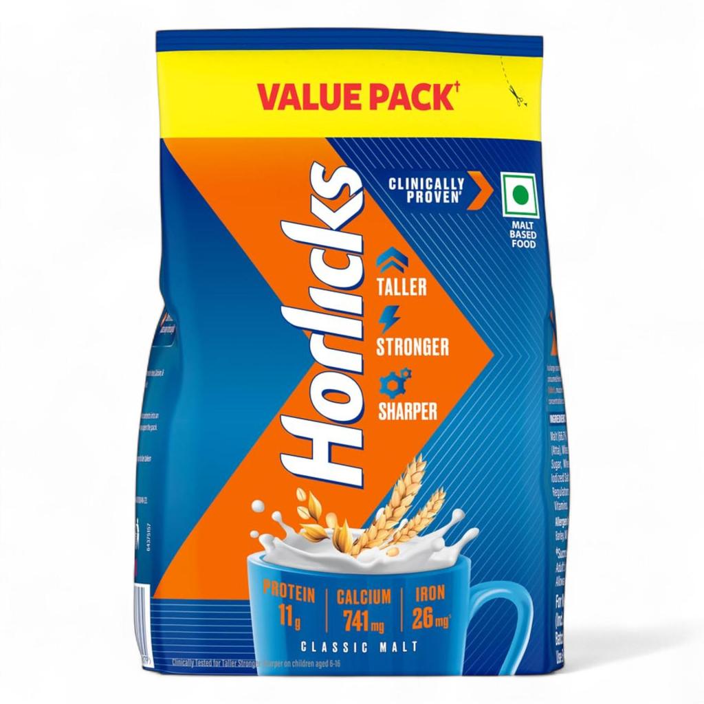 Питательный напиток Horlicks Classic Malt 800 г пакет – Поддержка роста, энергии и иммунитета детей с 27 жизненно важными питательными веществами