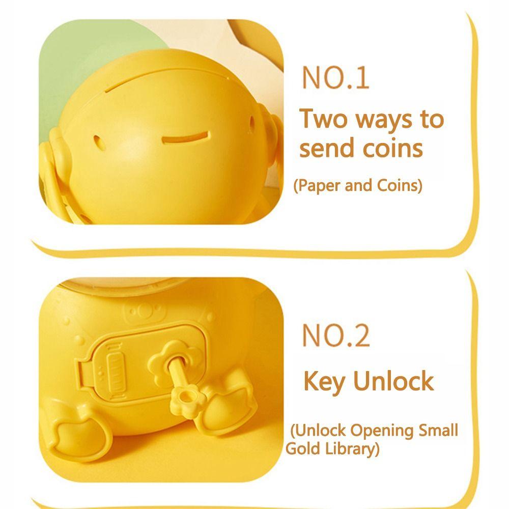 Креативная милая копилка-утка с ключом Мультяшная утка Форма Копилка для монет Коробка для хранения Коробка для хранения монет с ключом для разблокировки Копилка большой емкости Банка для хранения монет