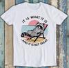 It Is What It Is Relaxing Raccoon Retro Beach Quote Funny Gift Tee T Shirt 1823