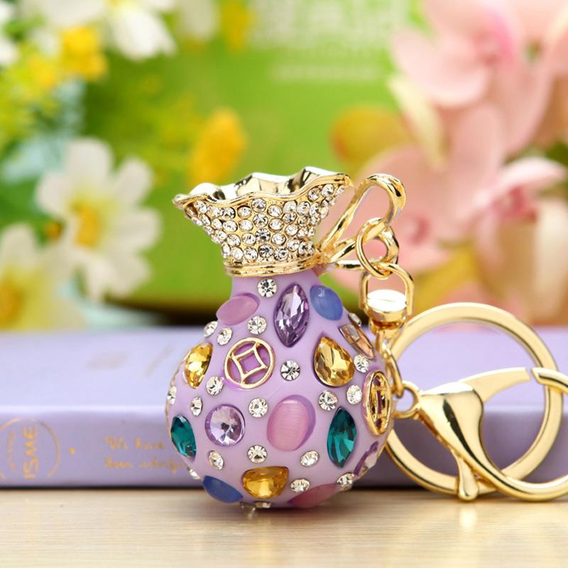 Брелок для ключей в виде сумки со стразами, сумка для ключей от машины, подвесное украшение, держатель для ключей