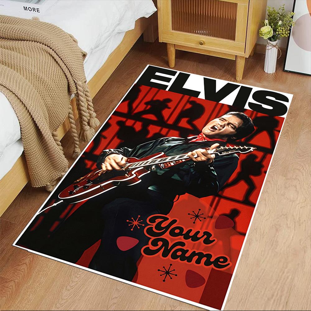 Elvis Presley Personalized Name Floor Rug Office Rug Perfect for Study room Entryway Foyer Balcony Antislip Carpet Anime Office Decor