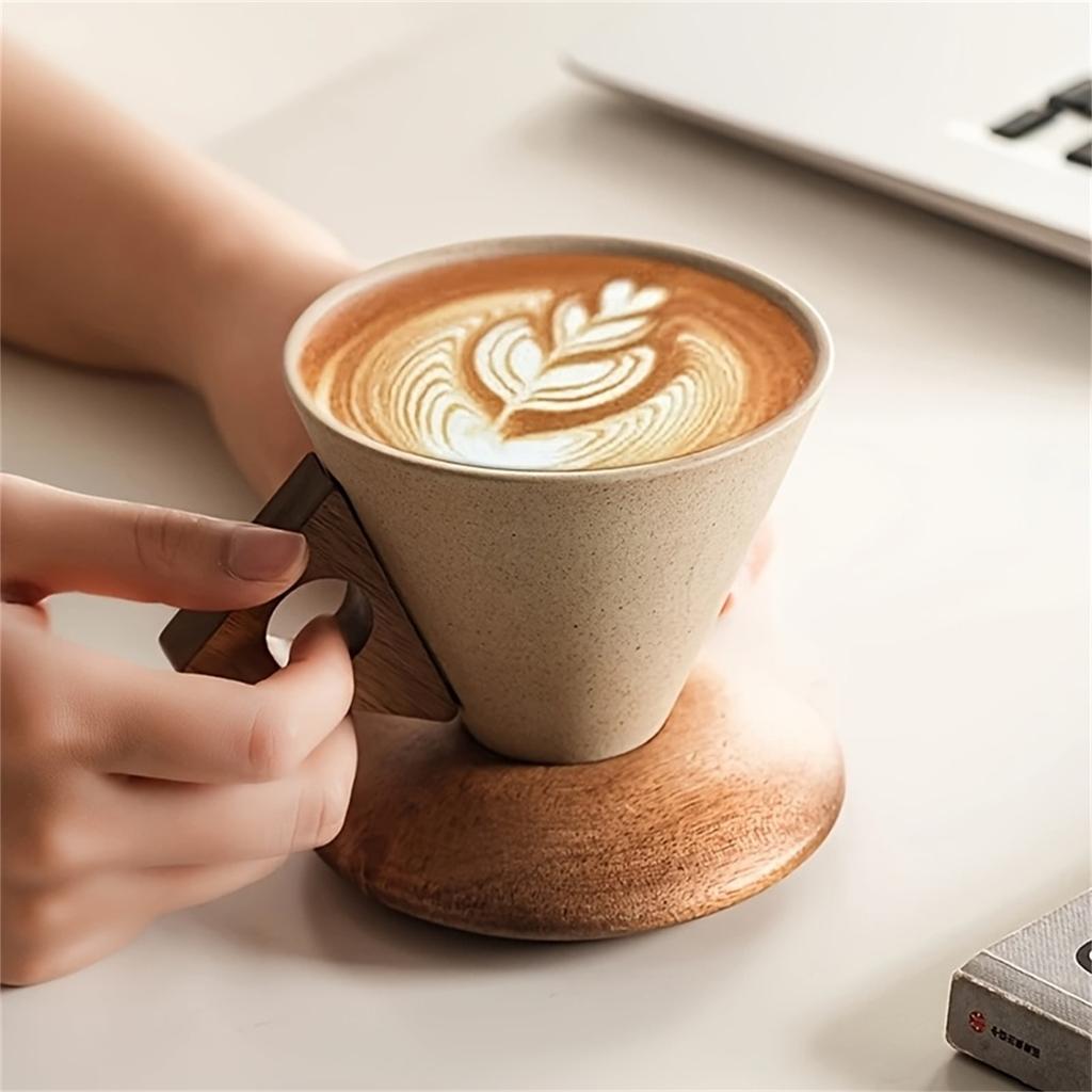 Coarse Pottery Coffee Mug with Base American Style Ceramic Tea Coffee Cups for Coffee Tea Latte Milkshake