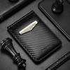 NEW High Quality Black Carbon Fiber Money Clip RFID Blocking Driver License ID Cash Holder Slim Thin Men Wallet Moneybag Mens Accessories