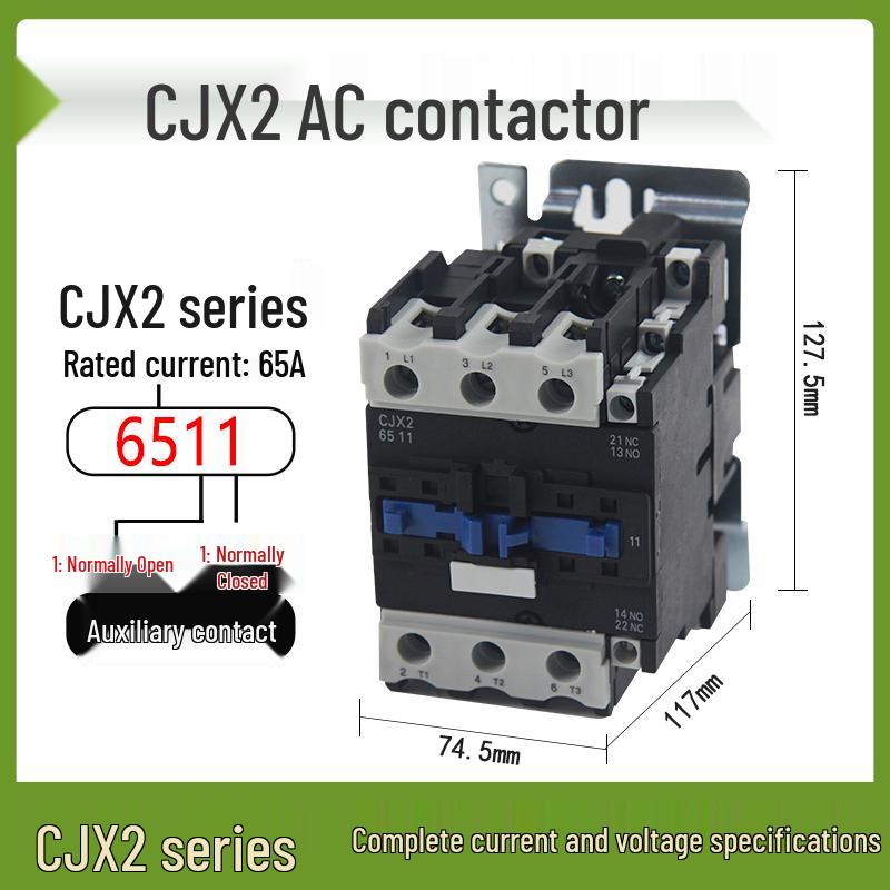 AC Contactor CJX2 Series: 1210, 0910, 1810, 2510, 3210 - Single-phase 220V, Three-phase 380V, 12A