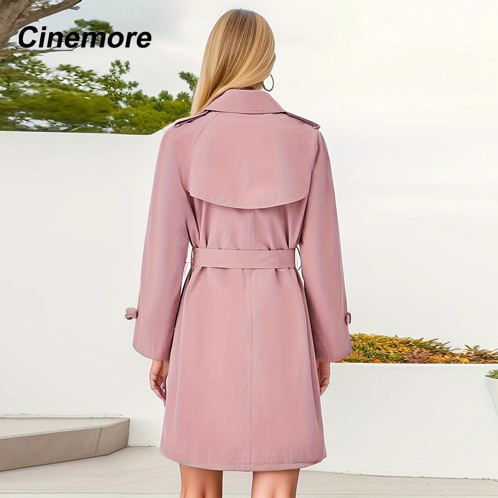 Cinemore Spring Long Trench Coat for Women Casual Windbreaker Jacket Double Breasted Lapel Belted Windproof Female Overcoat Office 2F2039