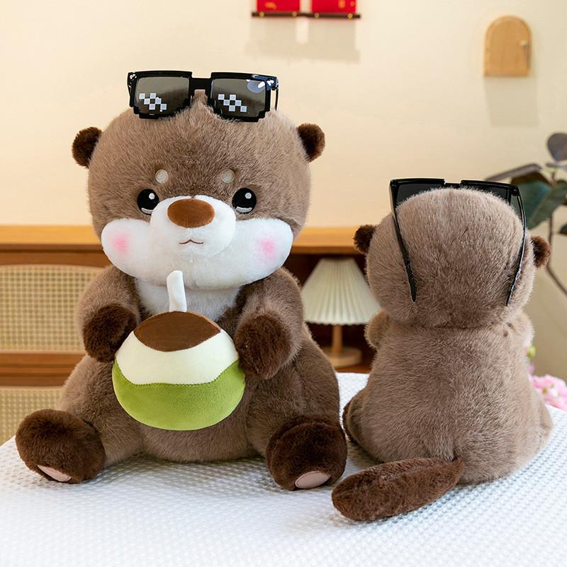 Adorable Coconut Drinking Sloth Capybara Plush Toy Soft Stuffed Animal Gift For Birthdays