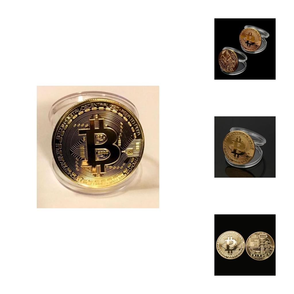 Памятная монета Bitcoin с металлическим основанием и акриловым дисплеем для деловых подарков