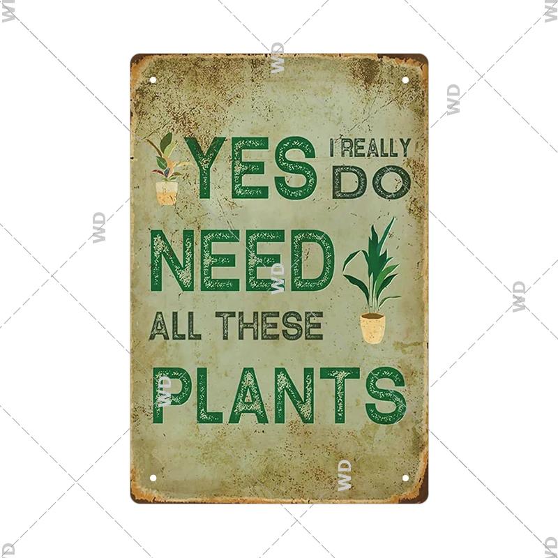 Tin Sign Garden Hoeing Aint Easy Flower Plant Sign Decor Funny Slogans Born with Plants Retro Look Metal Poster FarmhouseSign