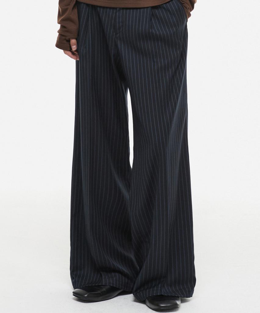 DNSR Double Loop Wide Flare Stripe Slacks Navy