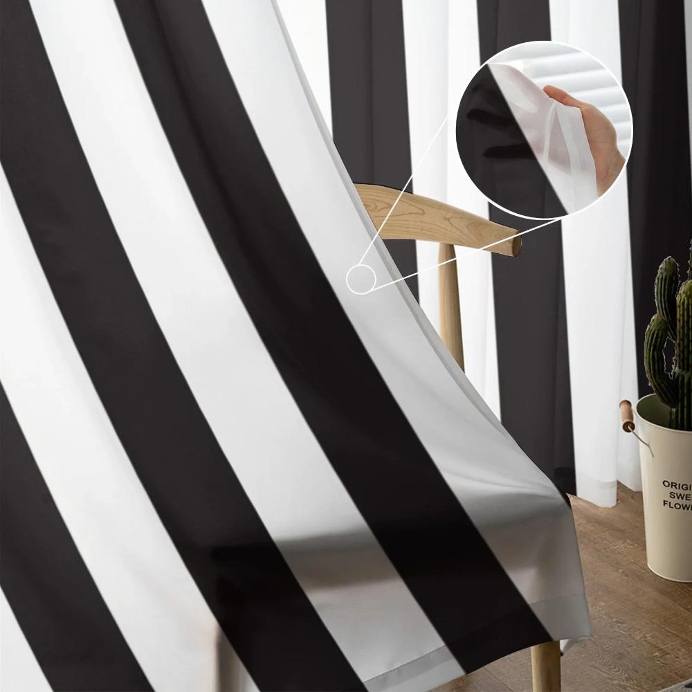 Черно-белые полосатые прозрачные шторы для украшения гостиной, тюль, вуаль, органза, оконные шторы для кухни, спальни