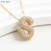 Gold Plated Balloon 26 Letter Necklaces Copper Zircon Bubble Initial Pendant Chunky Women Personality Chain Jewelry