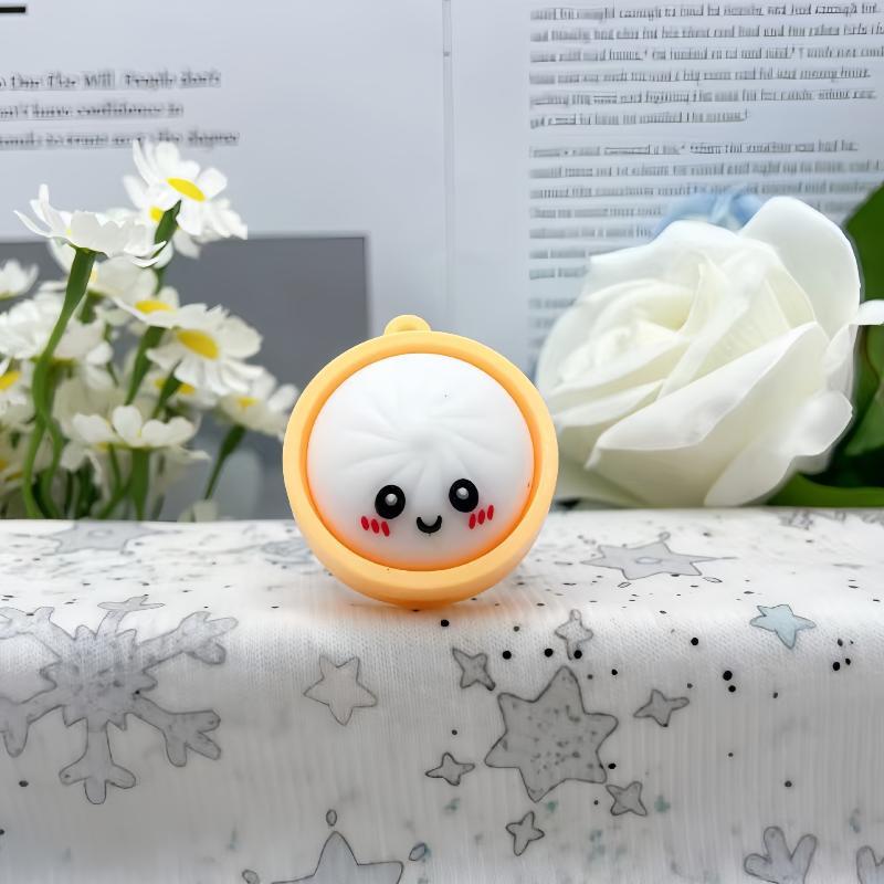 Funny Dumpling Baozi Keychains 6Pcs Pack with Steamer Random Color Novelty Key Holders for Travel Bag Decor Gifts