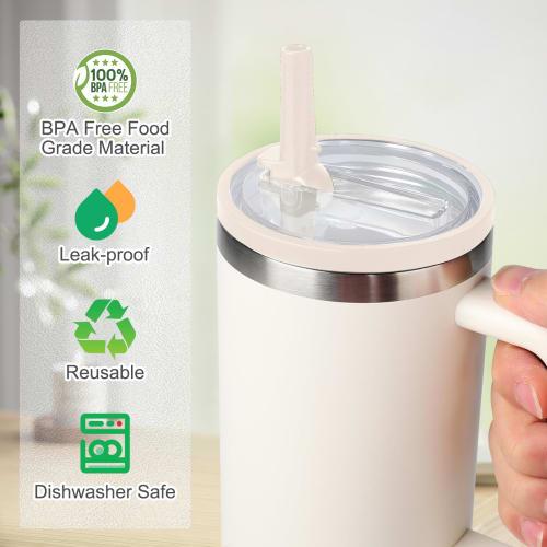 Set of 2 Flip Straw Lids for Stanley Quenchers - Leak-Proof, Reusable Lids for 30 oz Tumblers (White)