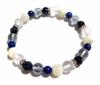 Natural Stone Power Stone Bracelet Sapphire Lapis Lazuli Cosmo Aura Mother of Pearl Milky Quartz Work Luck Amulet Inner Circumference Approximately