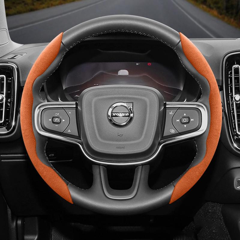 vcxja9 Suitable for Volvo Anti-Slip Buckle Segmented Suede Steering Wheel Cover Suitable for V40 V70 S60 C30 S40 S90 Xc90 Xc70 Xc60 Fh Ex30 S80 Xc40