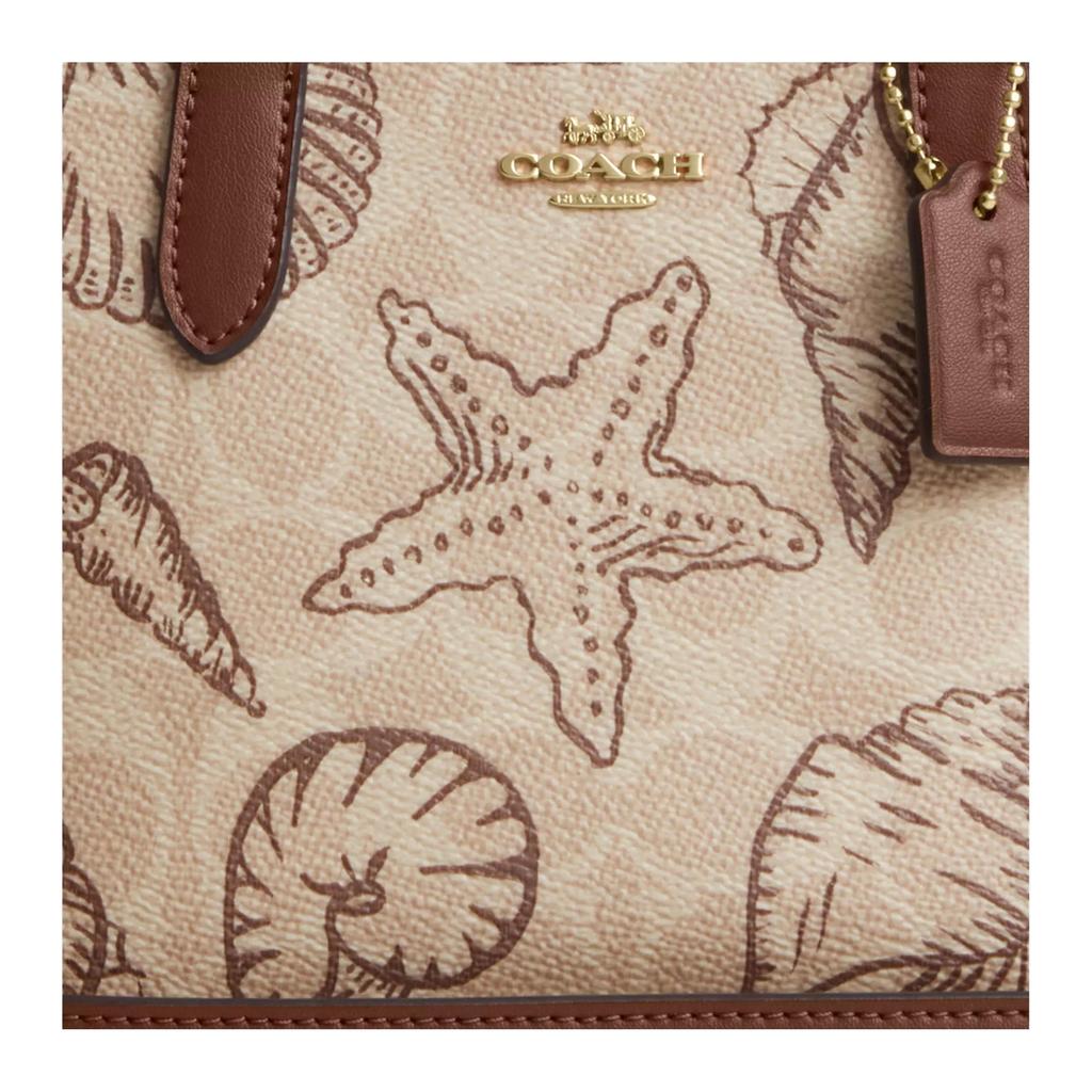 Coach Городская сумка-тоут 15 с принтом ракушек, съемным плечевым ремнем, женская, коричневая, CBM65-IMSAS