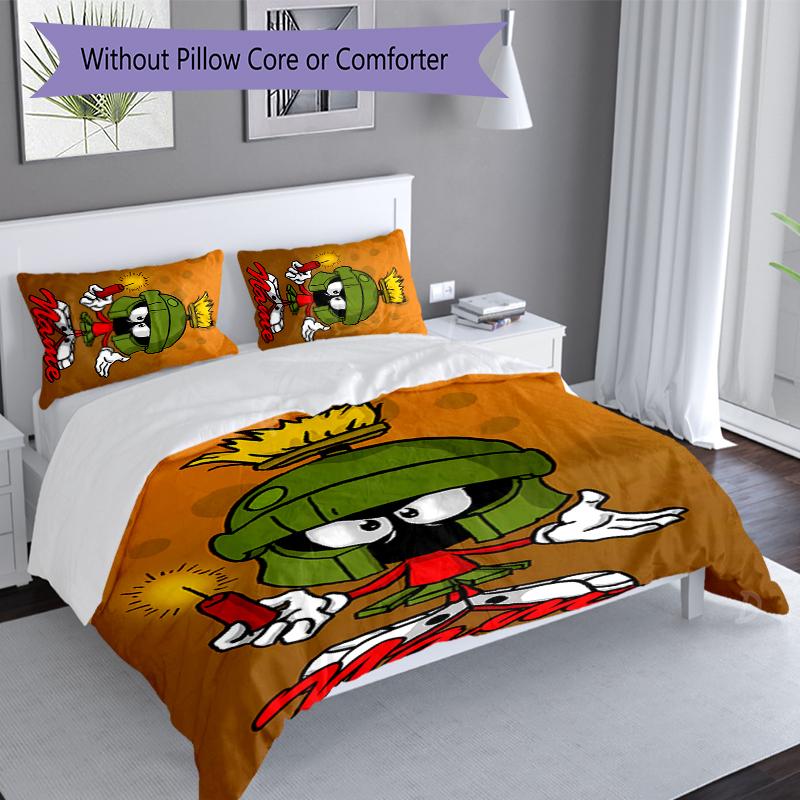 3pcs Custom Name Marvin the Martian Set,Includes 1 Duvet Cover and 2 Pillowcases,All-season Bedroom Decor