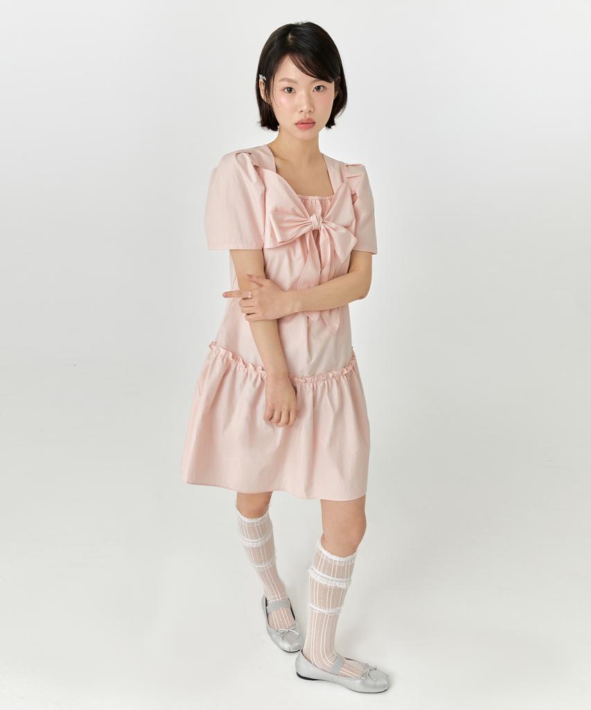 Adore Bell Ribbon Tie Dress - Pink