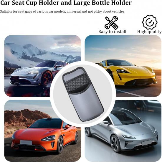 Car Cup Holder, Multifunctional 2-in-1 Vehicle Seat Side Water Bottle Organizer Bag, Auto Interior Seat Hanging Storage Holder for Phones Drinks