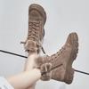 Winter Shoes Women Snow Boots Thick Sole Warm Plush Cold Winter Shoes Genuine Leather Suede Women Ankle Boots A4112