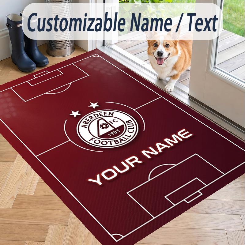 Custom Text Printed Rug Aberdeen FC Non Slip Floor Carpet For Home Room Decor