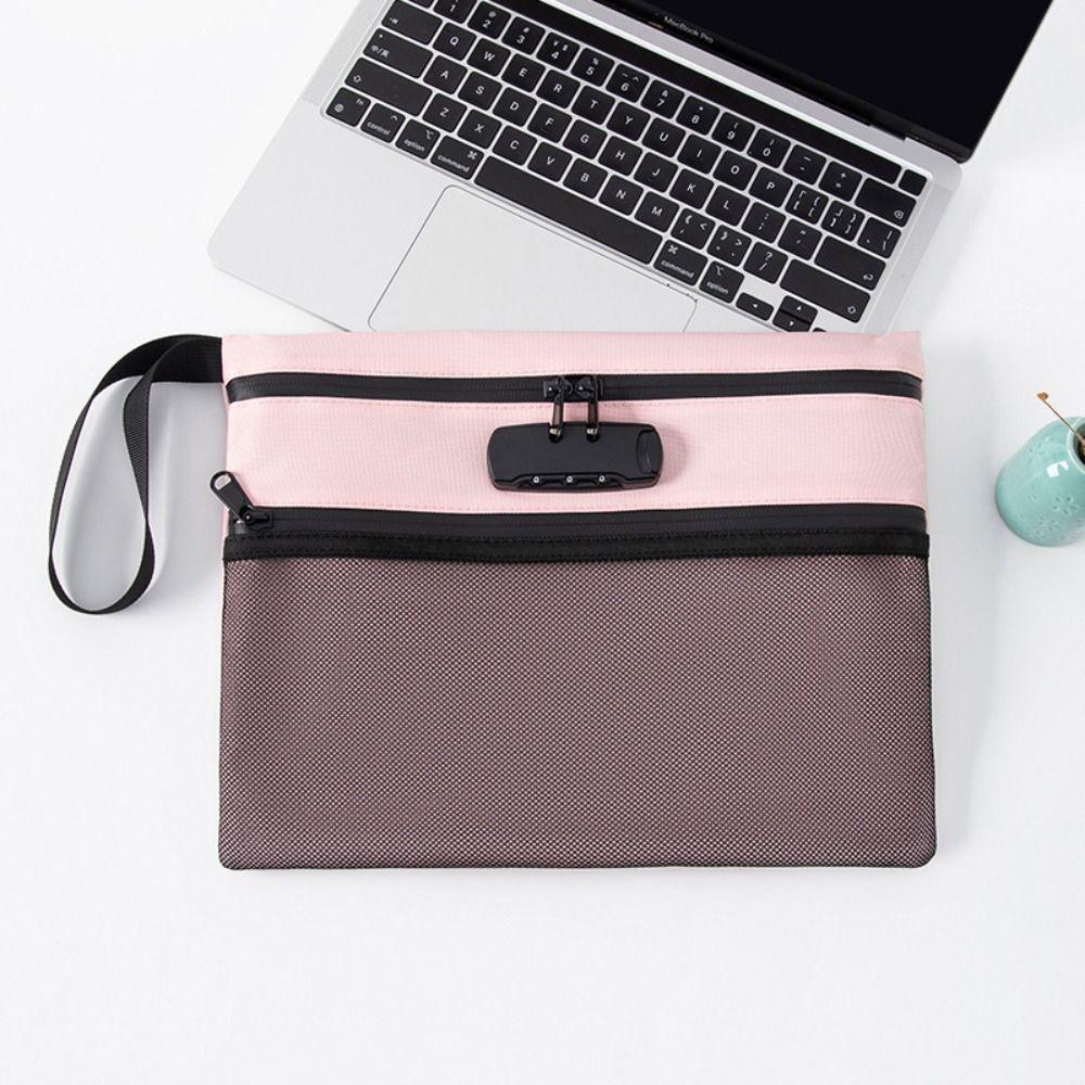 Large Capacity Locking File Pouch Password Lock Portable File Folders  Passport Storage