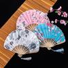 Chinese Classical Folding Fans Beautiful Tassel Flower Decorative Fans Bent Wood Rib Fans Woman Summer Folding Fans