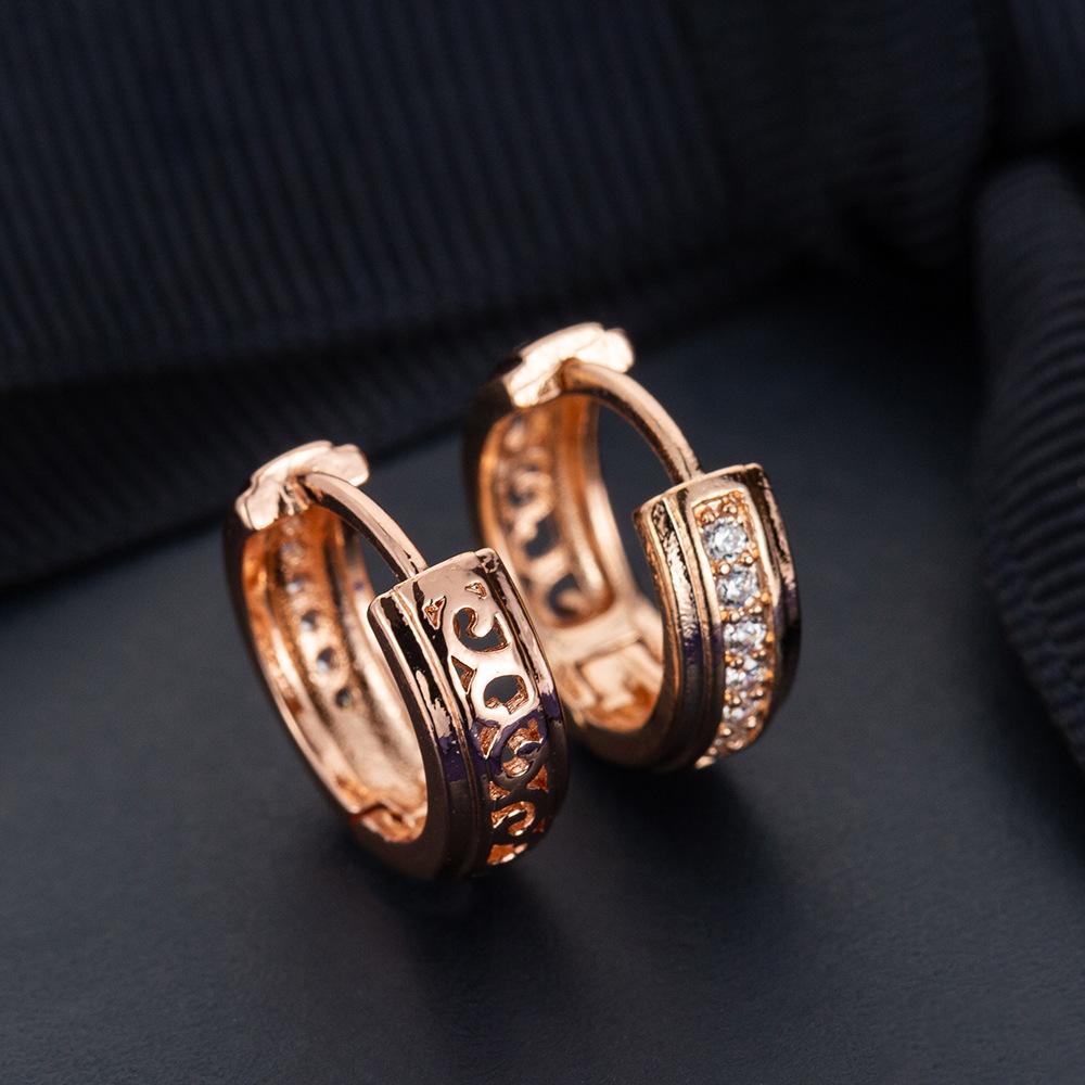 Полые серьги из розового золота с рисунком, инкрустированные микробриллиантами, в подарок для элегантных женщин