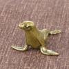 Brass Seal Ornament Copper Sculpture Lifelike Desktop Decor Crafts Toy Handmade Mini for Hotel