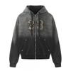 Unisex Oversized Hooded Zip-Up Sweatshirt With Embroidered Patch Design Washed Cotton Streetwear Jacket