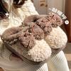 Winter new bow girl ballet wind cotton mop thickened warm plush home wear casual slippers
