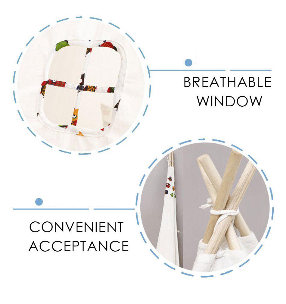 Portable Indian Children's Tent for Kids Cotton Carva Tipi Teepee Kids Tent Children's House Indoor Playhouse 1.1/1.35/1.6/1.8M